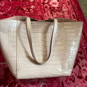 Pop & Suki Pink Faux Croc Embossed Tote